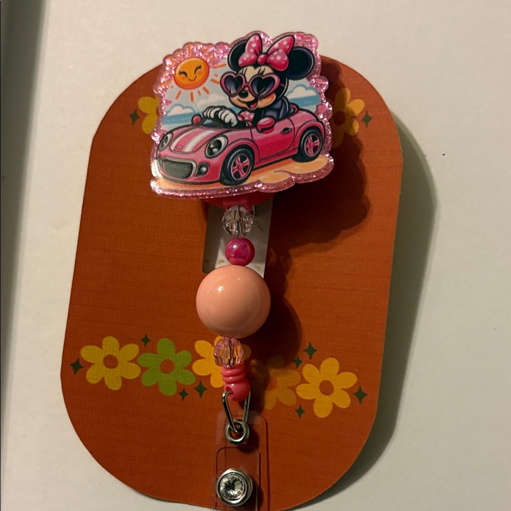 Disney Minnie Mouse Pink Car Badge Holder